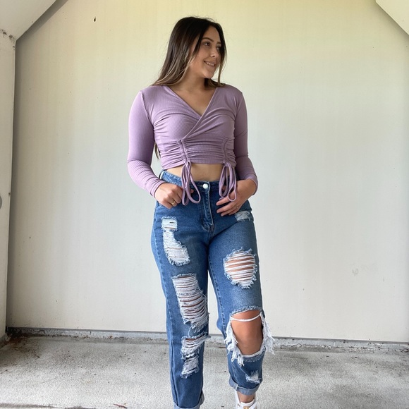 Ruched Long Sleeve Top - Picture 2 of 3